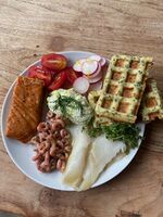 Waffles, Herby with seafood