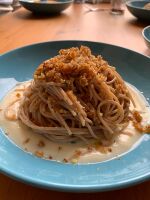 Giulia's Spaghetti with cauliflower cream and anchovy breadcrumbs