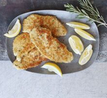 Lemon, Parmesan & pine nut crumbed Pork Escalope