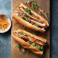 Vietnamese baguette with crispy pork belly