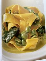 Pappardelle with broad beans and rocket