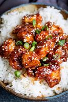 Crispy Sesame Chicken with a sticky asian sauce