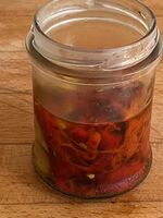Roasted peppers in oil with garlic