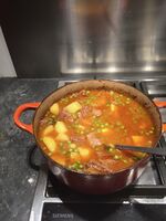 Beef stew with peas and potatoes