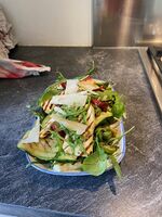 Chargrilled asparagus, courgettes and manouri