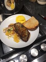 John Dory with asaparagus, chilli and orange salad